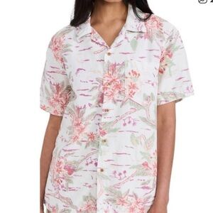 MOTHER The Islander Button Down Women’s Shirt in Aloha- Pink/White- S